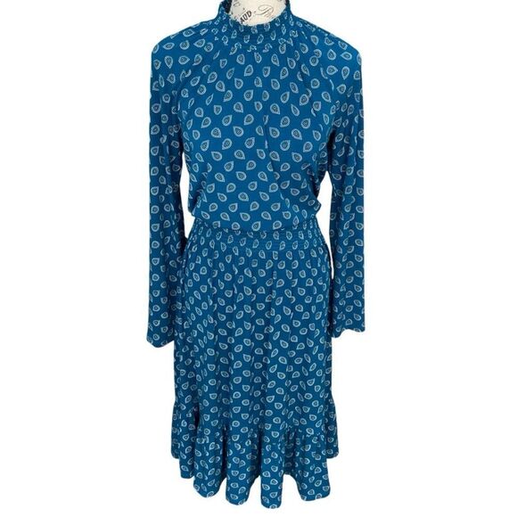 Ramy Brook New York Paisley Print Turtleneck Long Sleeve Midi Dress Size Large - Picture 3 of 11